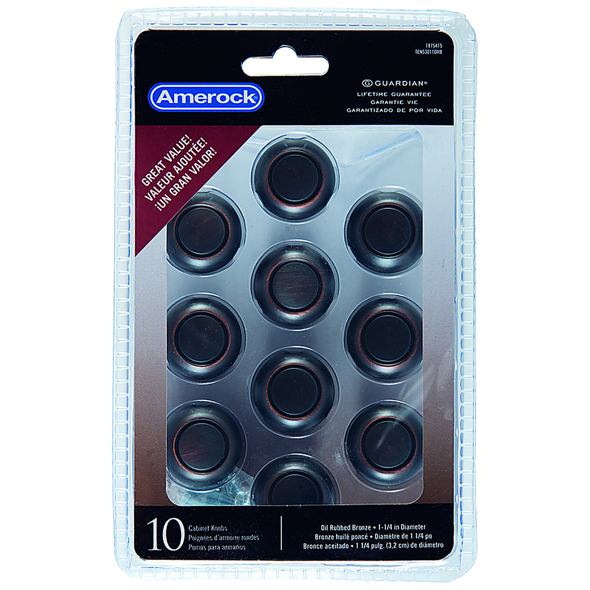 Amerock - 1875415 - Allison Round Cabinet Knob 1-1/4 In. D Oil Rubbed Bronze 10 Pack