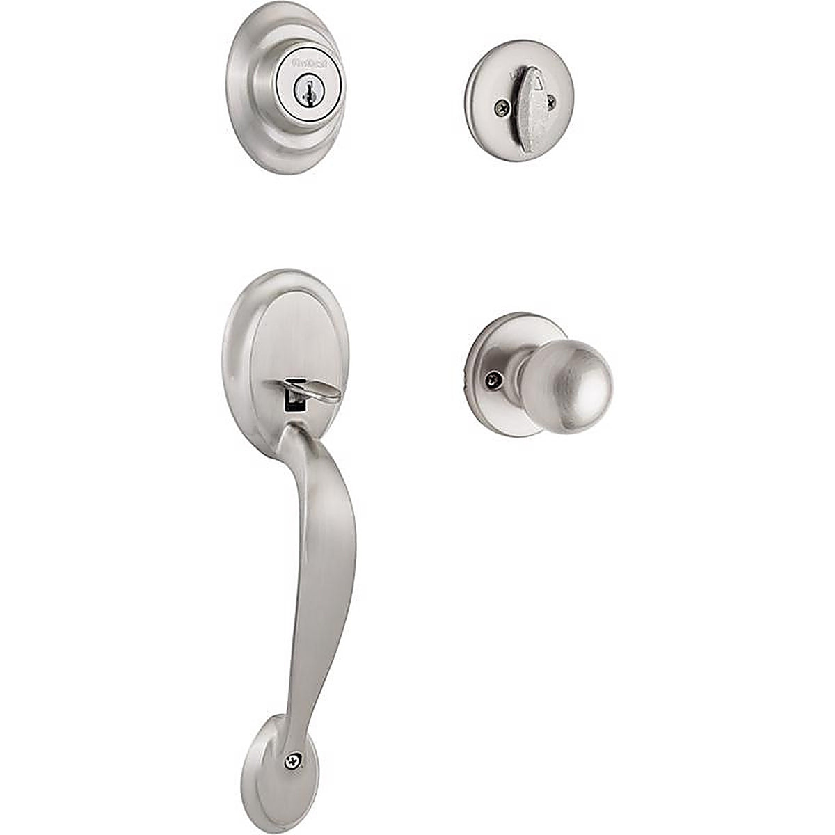 Kwikset 96870-090 SmartKey Dakota/Polo Satin Nickel Entry Handleset ANSI/BHMA Grade 3 KW1 1-3/4 in.