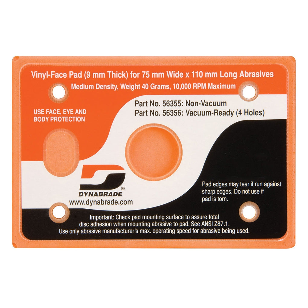 DYNABRADE 56355 3in. x 4-1/4in. Non-Vacuum Dynabug II Pad, Vinyl-Face