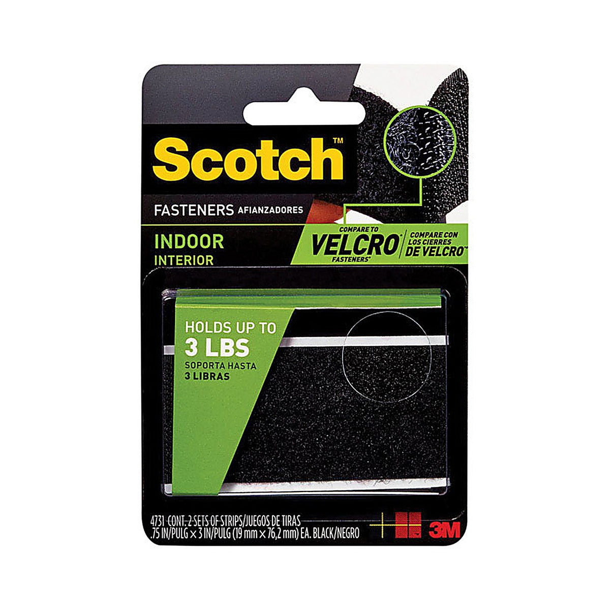 Scotch - RF4731 - Medium Foam Hook and Loop Fastener 3 In. L 2 Pack
