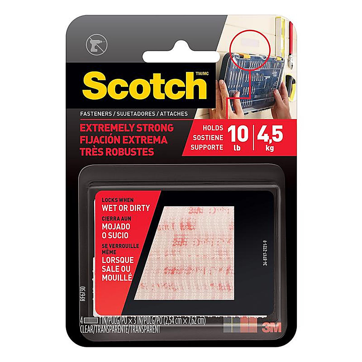 3M RF6730 Scotch Small Foam Hook and Loop Fastener 3 in. L 2/Pack