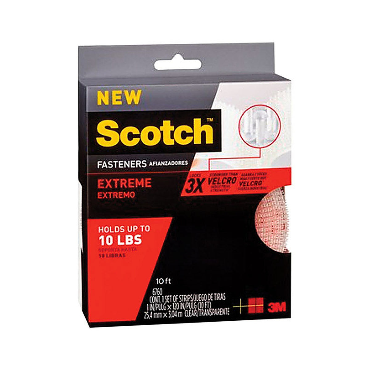 3M RF6760 Scotch Medium Foam Hook and Loop Fastener 10 in. L 2/Pack