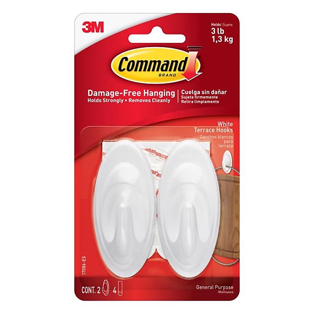 3M 17086-ES Command Medium Plastic Hook 3.25 in. L 2 pk