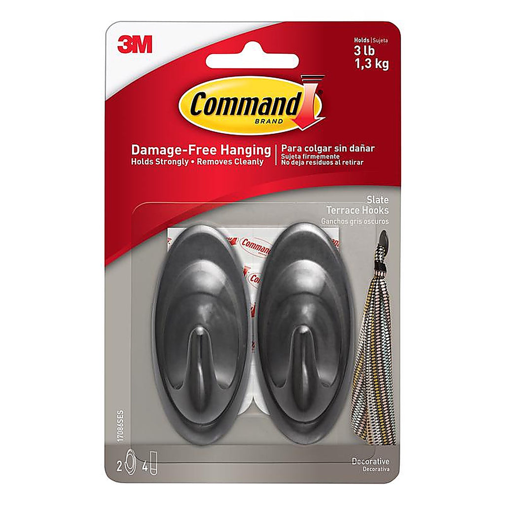 3M 17086SES Medium Plastic Terrace Hooks 3-1/4 in. L 2/Pack