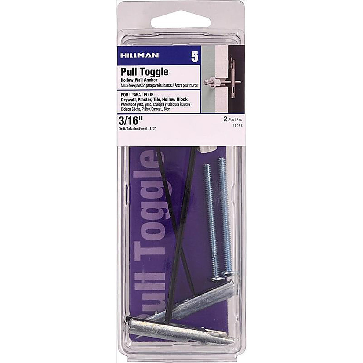 Hillman 41984 Rawl 3/16 in. Dia. x 2-1/2 in. L Round Plastic RH Combo Strap Toggle 2/Pack