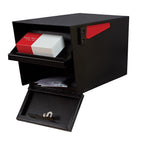 Mail Boss 7506 Mail Manager Modern Galvanized Steel Post Mount Black Locking Mailbox