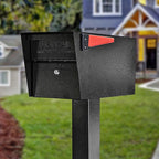Mail Boss 7506 Mail Manager Modern Galvanized Steel Post Mount Black Locking Mailbox