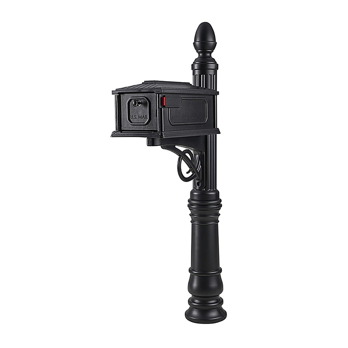 Gibraltar SC000B01 Stratford Decorative Plastic Post Mount Black Mailbox