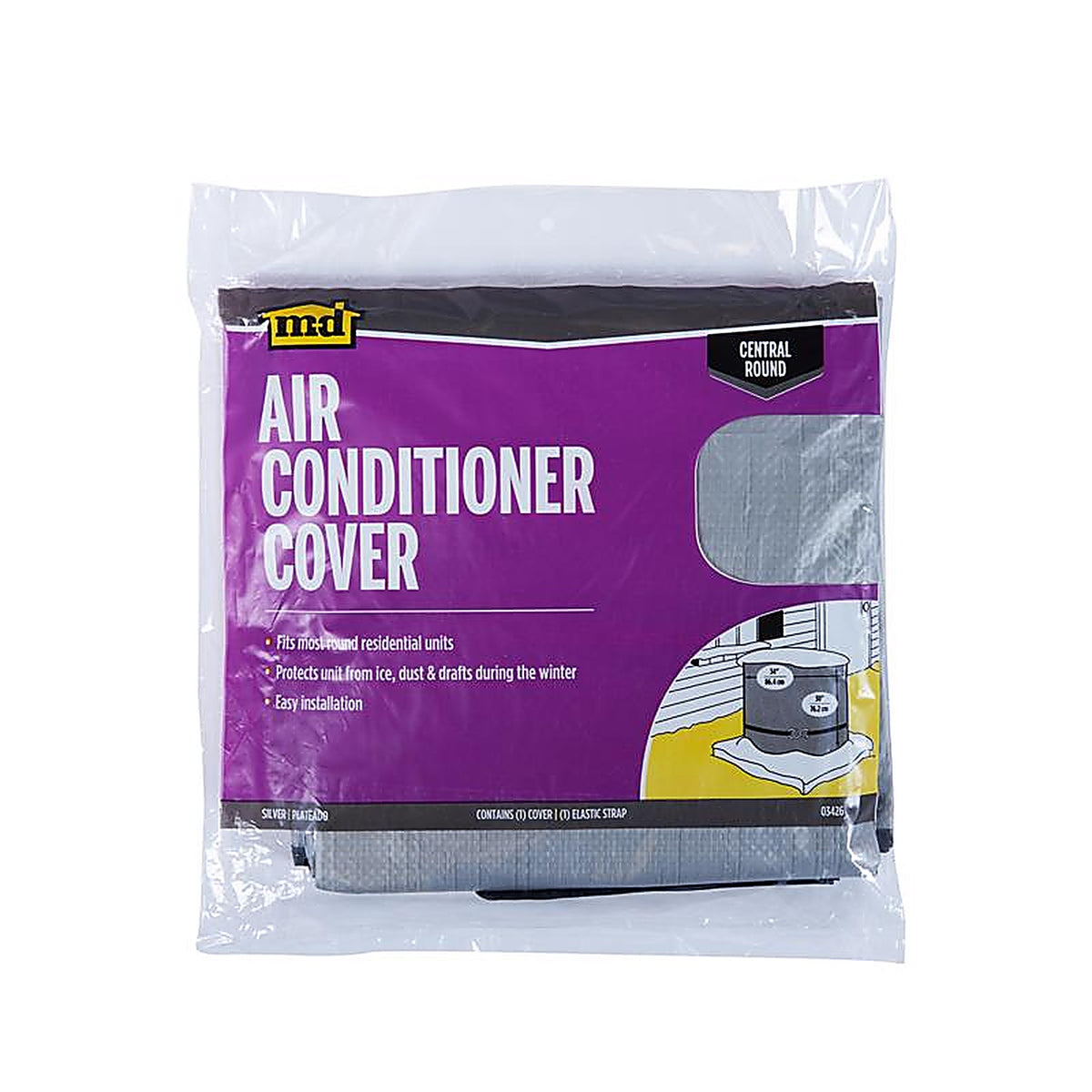 M-D 3426 30 in. H x 34 in. W Polyethylene Gray Round Central Air Conditioner Cover