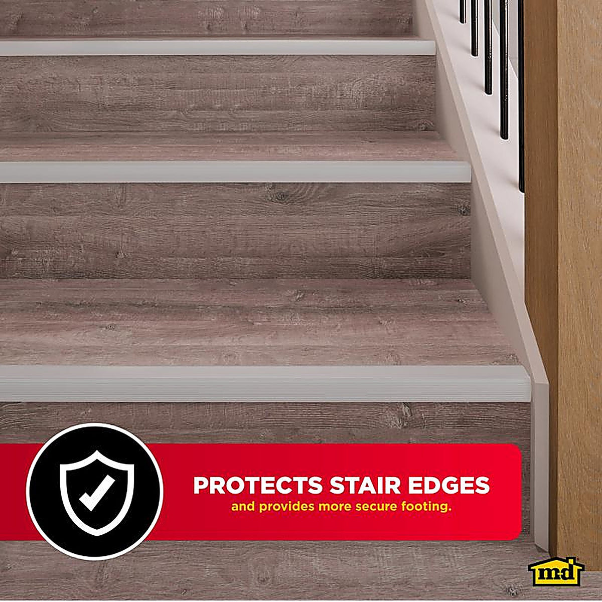 M-D 43309 Cinch 1-1/8 in. H x 36 in. L Prefinished Silver Aluminum Stair Edge