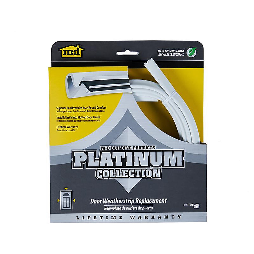 M-D 91890 White Rubber Weatherstrip For Doors, Doors 7 ft. L x 3/4 in.