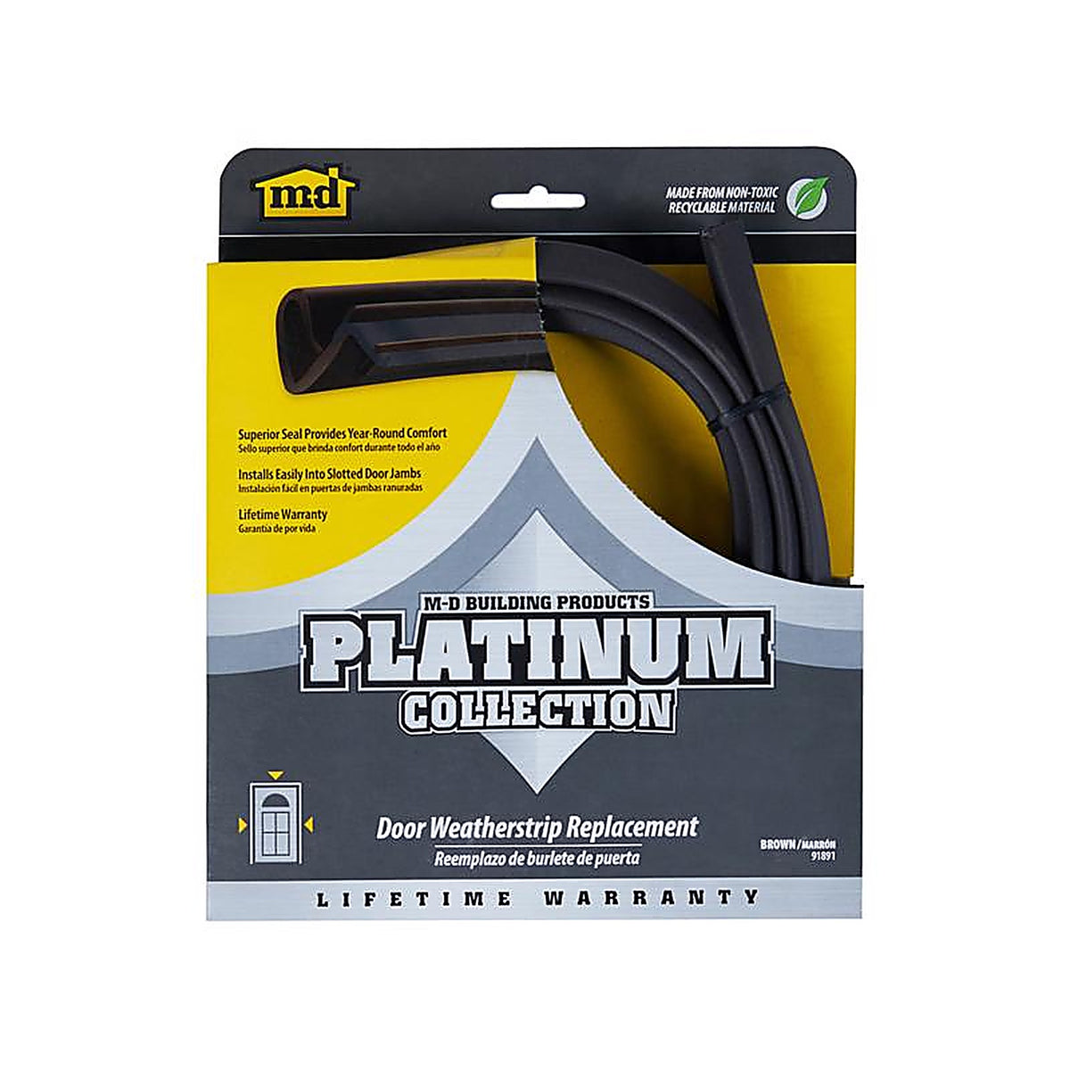 M-D 91891 Brown Rubber Weatherstrip For Doors, Doors 84 in. L x 3/4 in.