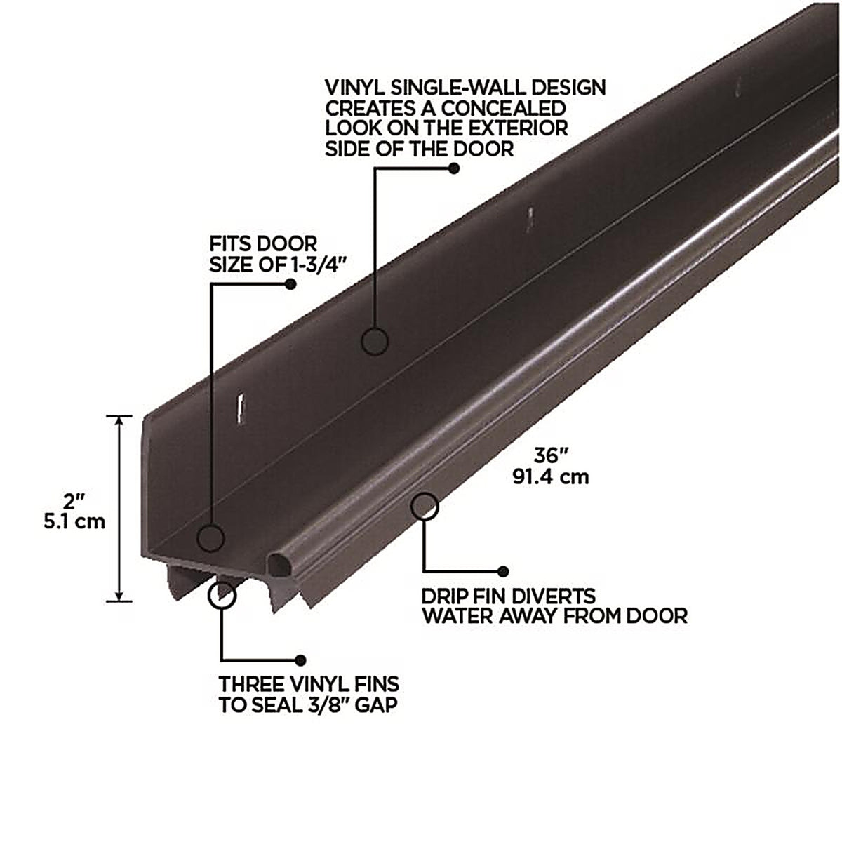 M-D 82578 Brown Vinyl Weatherstrip For Doors, Doors 3 ft. L x 1-5/8 in.