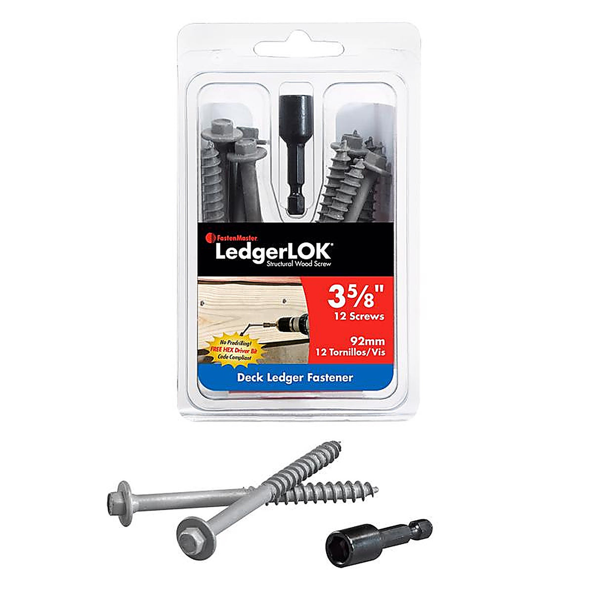FastenMaster FMLL358-12 LedgerLok 3-5/8 in. L Hex Epoxy Wood Screws 12/Pack