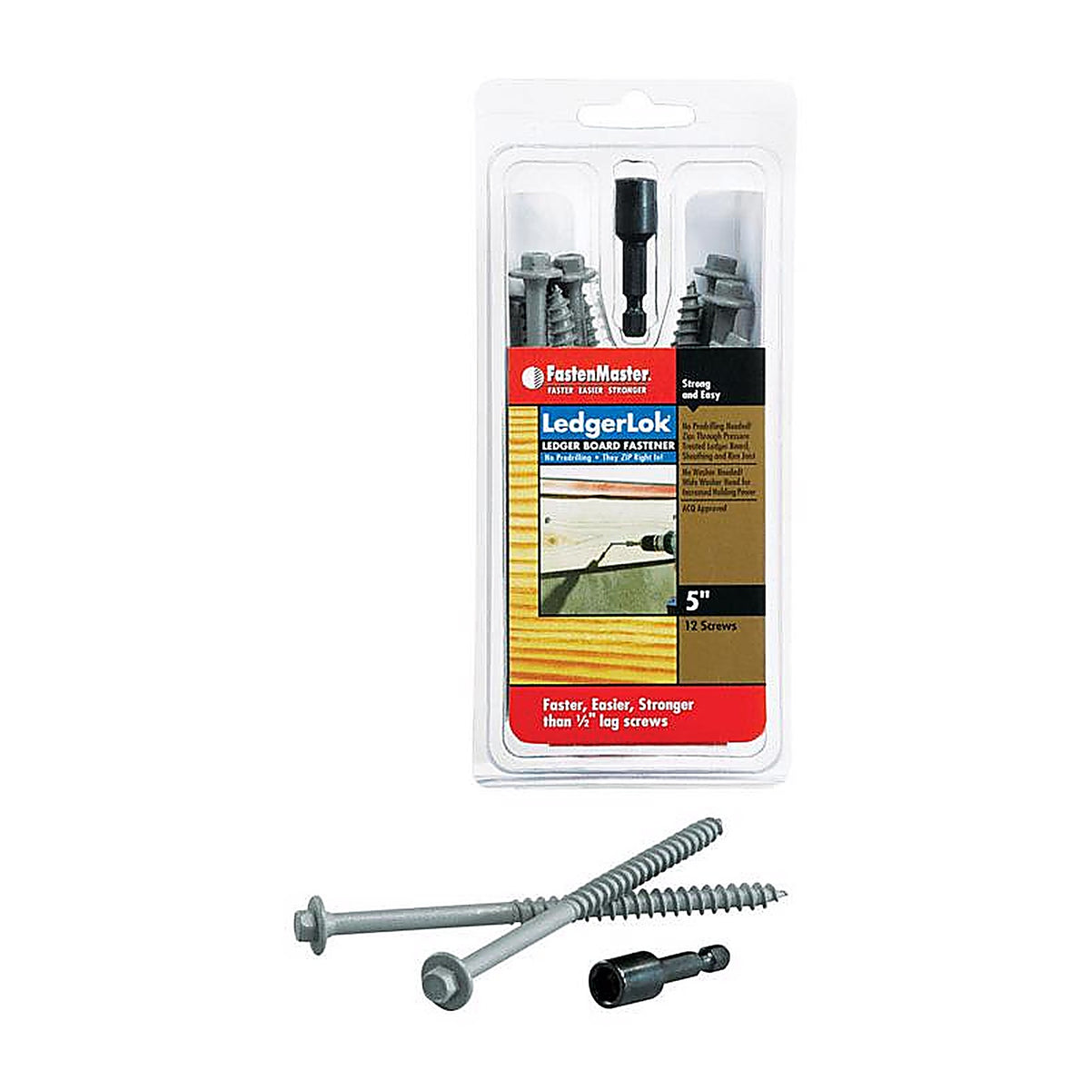 FastenMaster FMLL005-12 LedgerLok No. 14 x 5 in. L Hex Epoxy Wood Screws 12/Pack