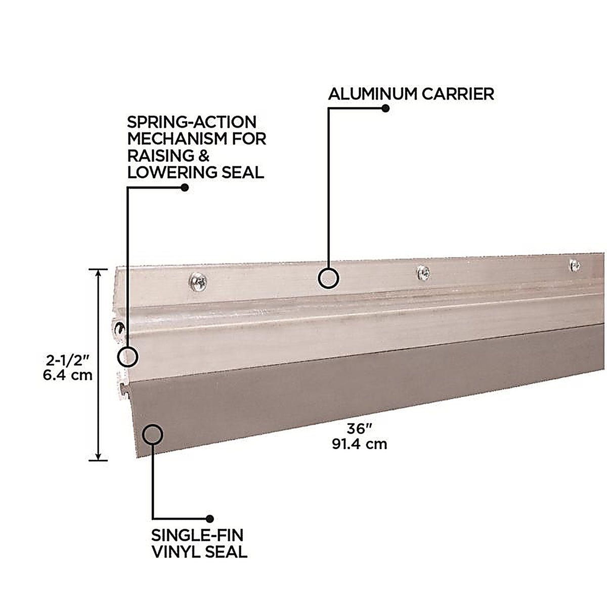M-D 7237 Gray Aluminum/Vinyl Sweep For Garage Doors, Doors 3 in. L