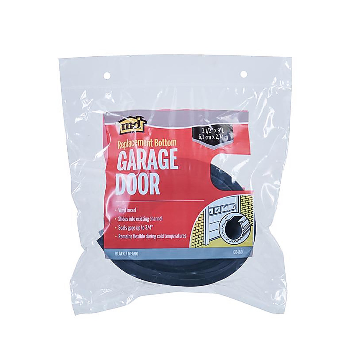 M-D 8460 Black Vinyl Replacement Bottom For Garage Doors, Garage Doors 9 ft. L x 1/16 in.