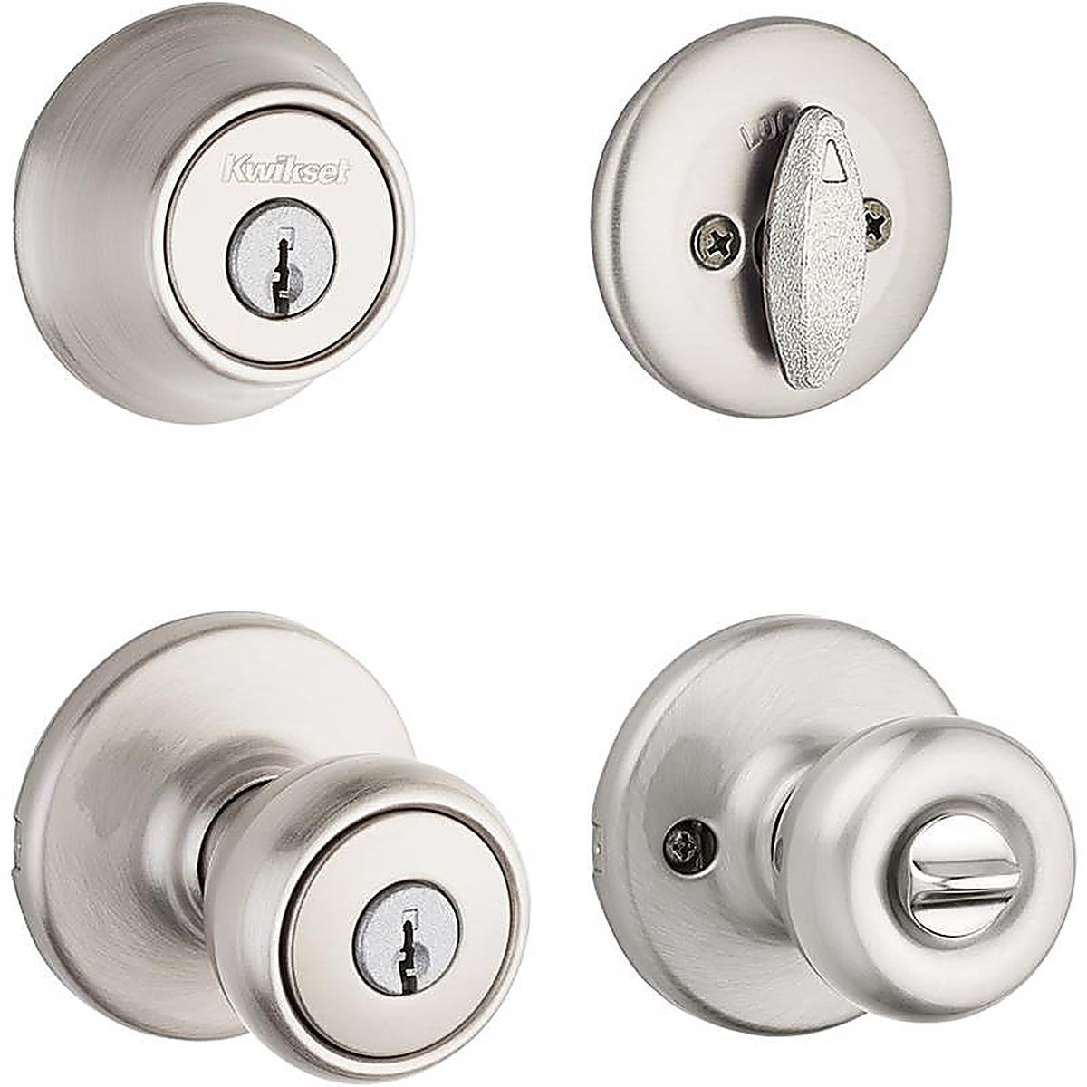 Kwikset 96900-376 Tylo Satin Nickel Entry Knob and Single Cylinder Deadbolt ANSI/BHMA Grade 3 1-3/4 in.
