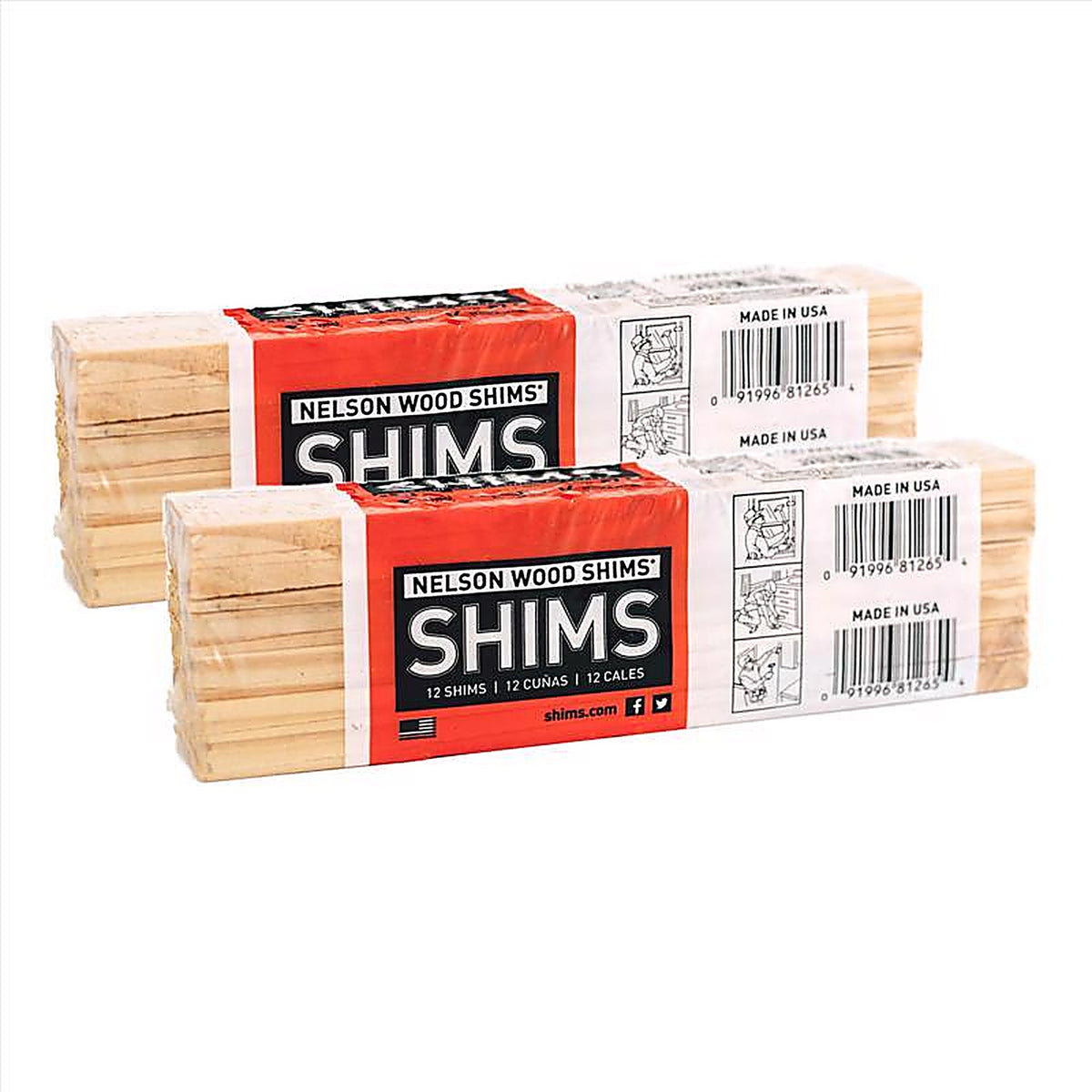 Nelson Wood Shims - PSH8/12/36/75 - 1.5 In. W X 8 In. L Wood Shim 12 Pack