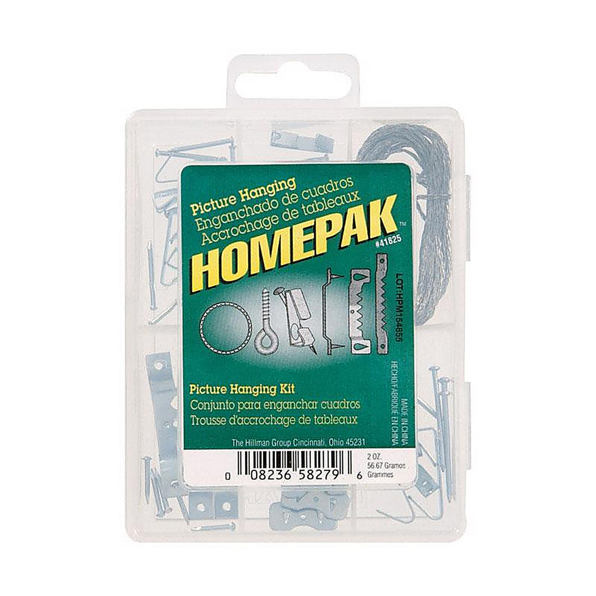 Homepak 41825 Zinc Silver Standard Picture Hanging Set 30 lb. 50/Pack Steel