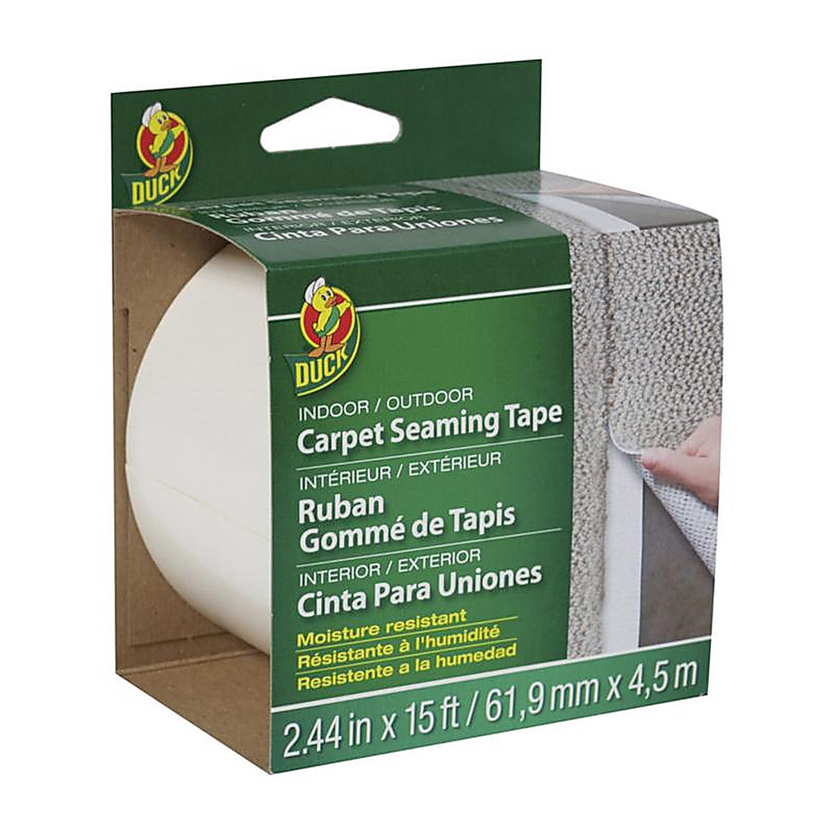 Duck 286519 2.44 W x 15 ft. L Polyester Indoor and Outdoor Carpet Tape