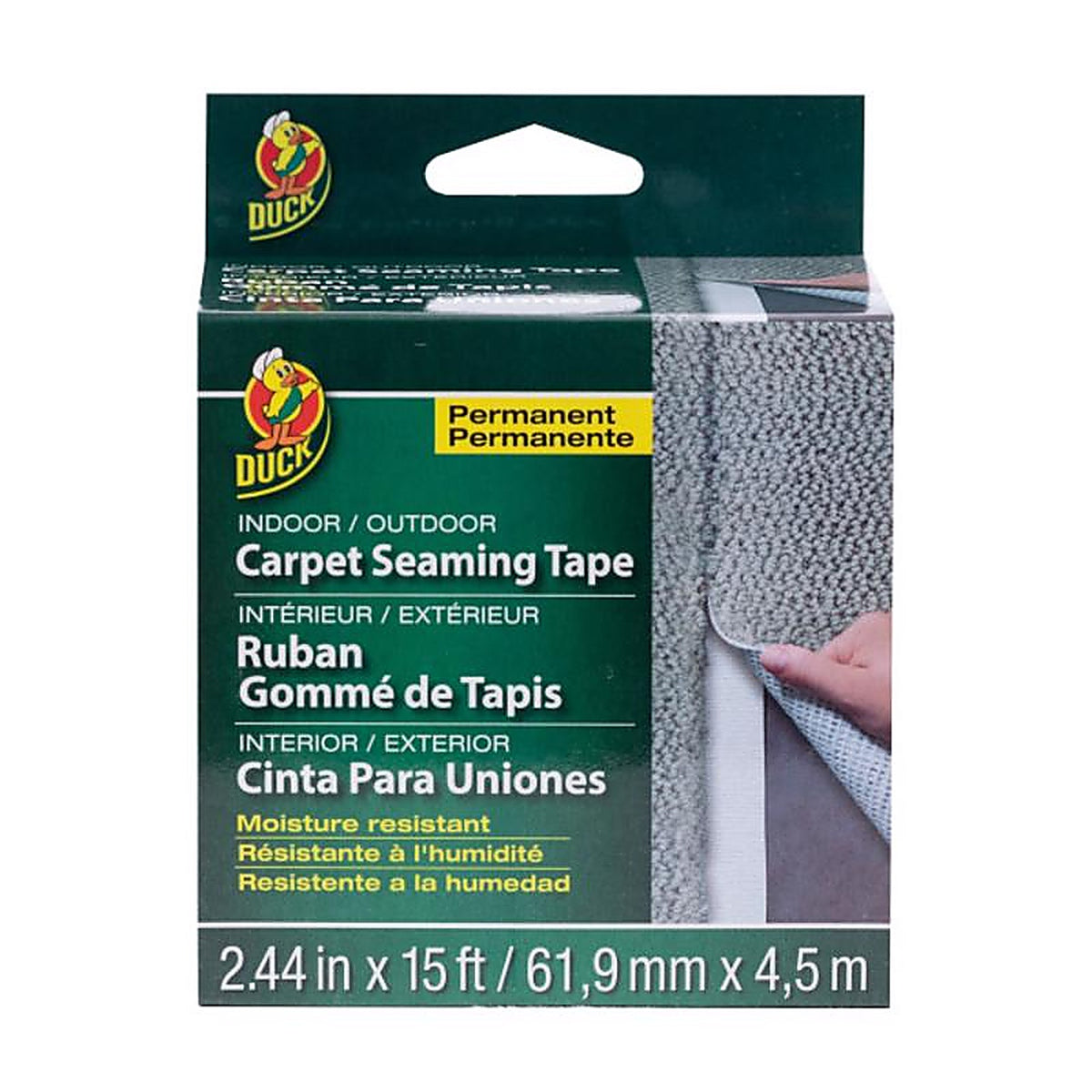 Duck 286519 2.44 W x 15 ft. L Polyester Indoor and Outdoor Carpet Tape