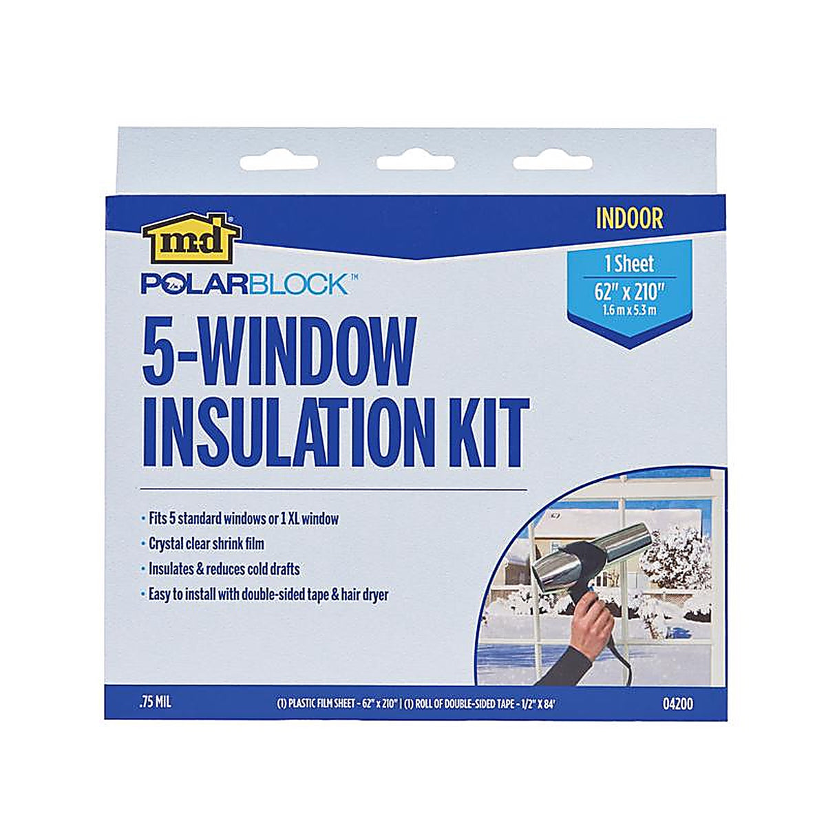 M-D 4200 Shrink & Seal Clear Indoor Window Film Insulator Kit 62 in. W x 210 in. L