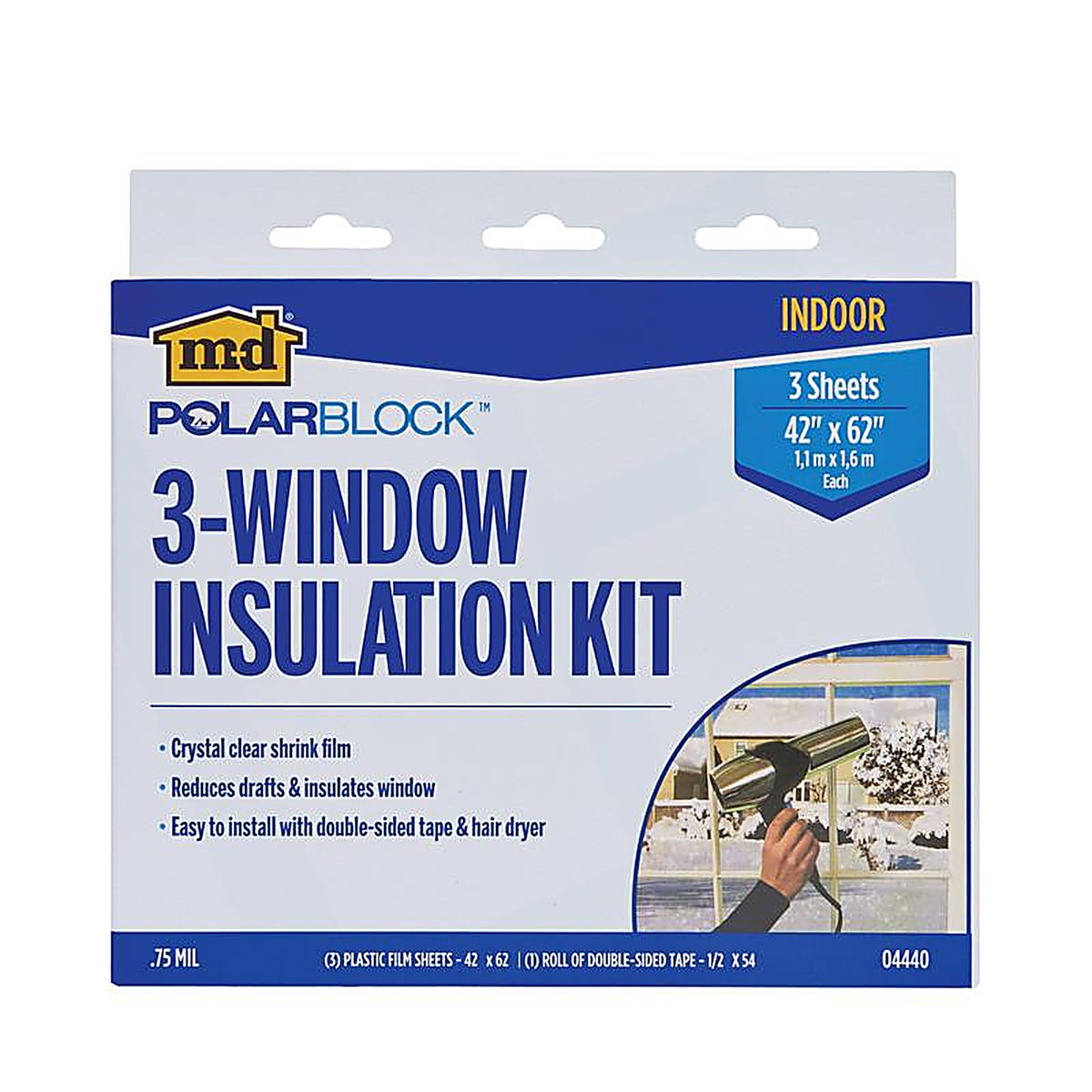 M-D 4440 Shrink & Seal Clear Indoor Window Film Insulator Kit 64 in. W x 120 in. L