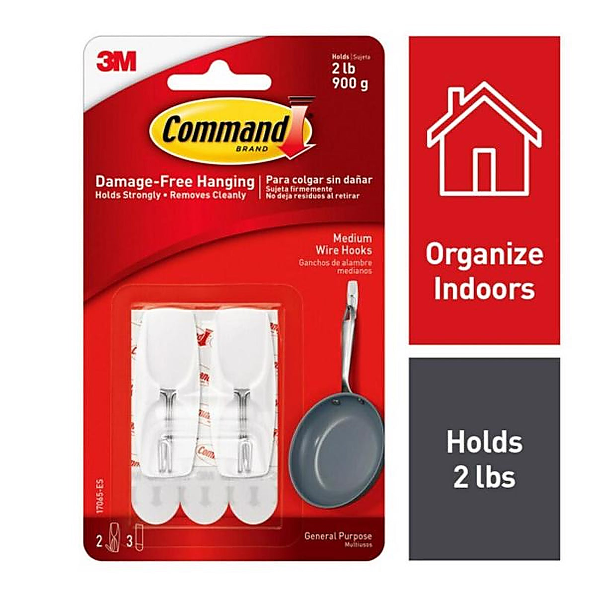 3M 17065-ES Medium Plastic Wire Toggle Hooks 2-1/6 in. L 2/Pack