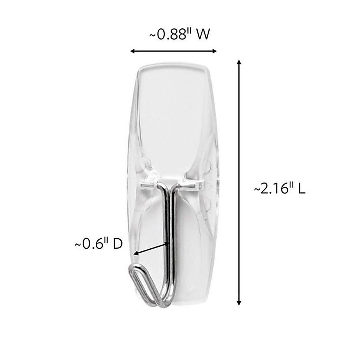 3M 17065CLR-6ES Medium Plastic Hook 2-1/6 in. L 6/Pack
