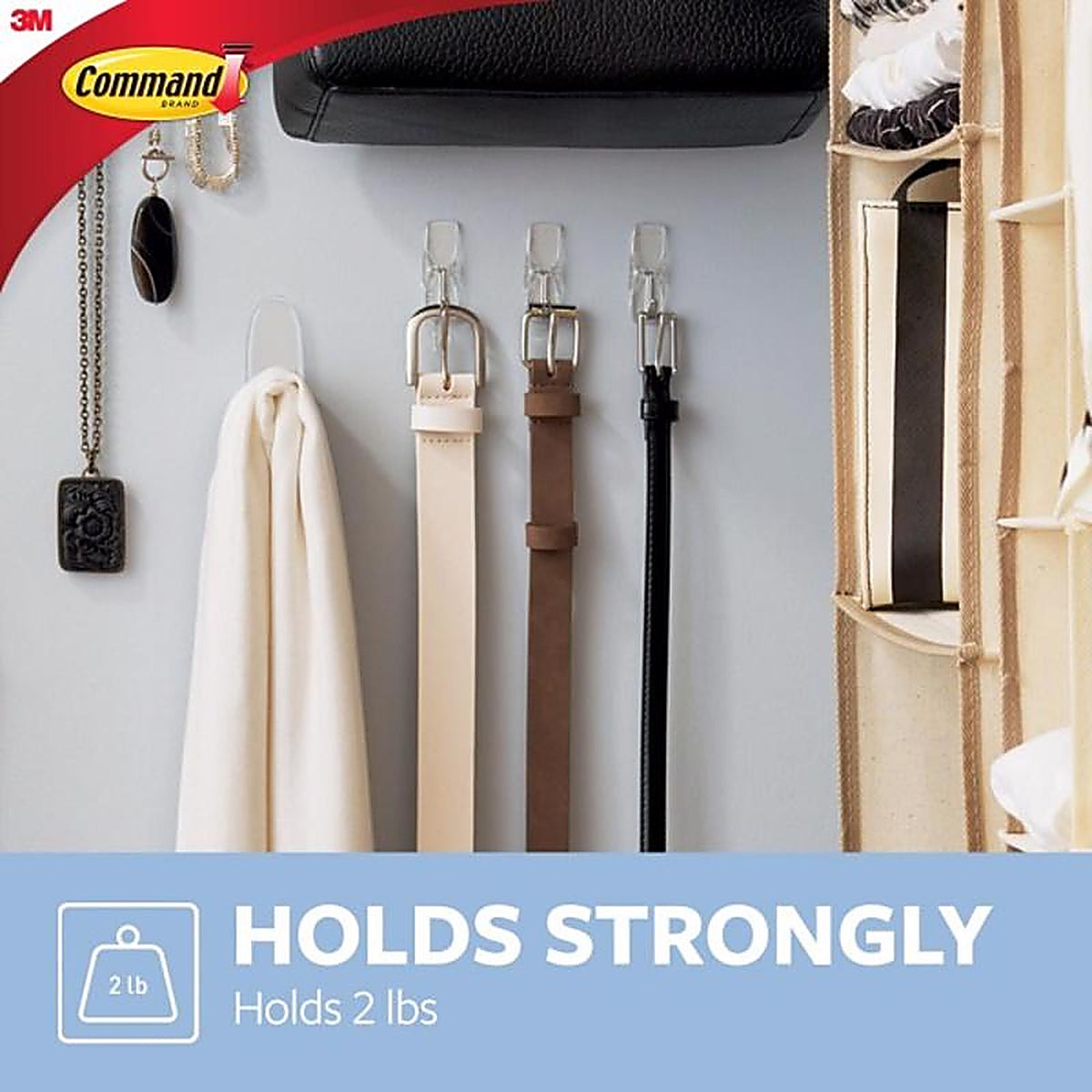 3M 17065CLR-6ES Medium Plastic Hook 2-1/6 in. L 6/Pack