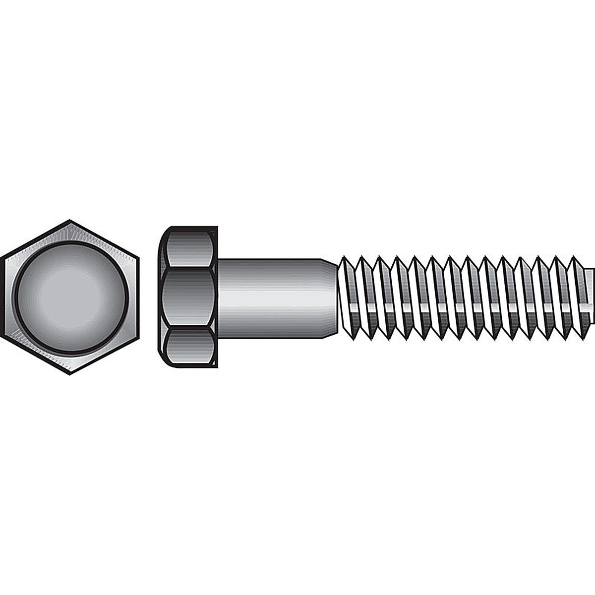 Hillman - 190243 - 7/16 In. D X 1 In. L Zinc Plated Steel HEX Bolt 100 Pack
