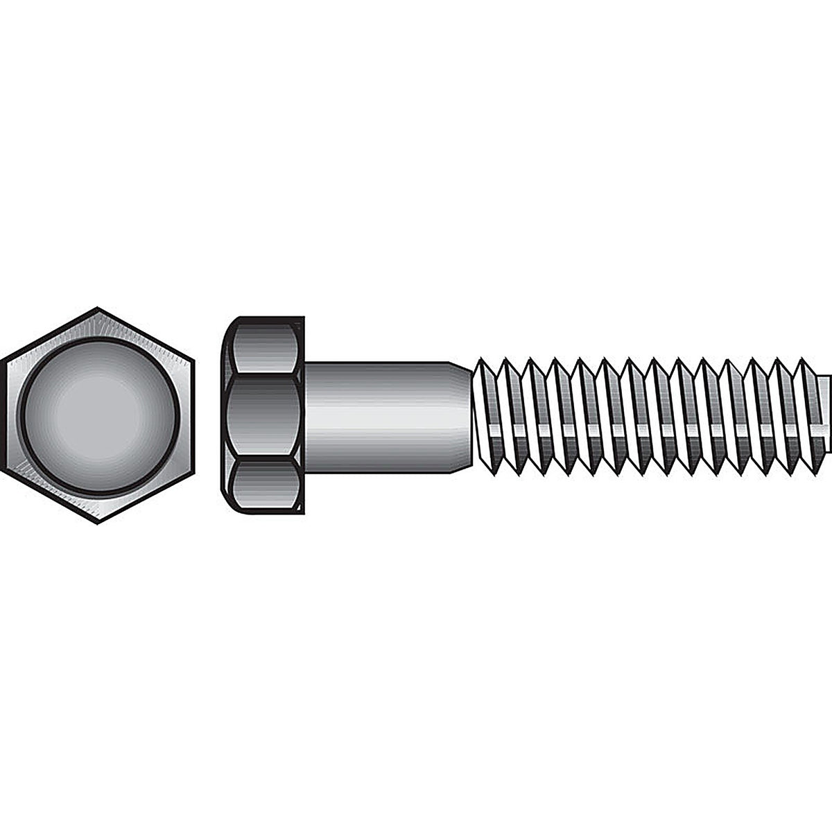 Hillman - 190255 - 7/16 In. D X 2 In. L Zinc Plated Steel HEX Bolt 50 Pack