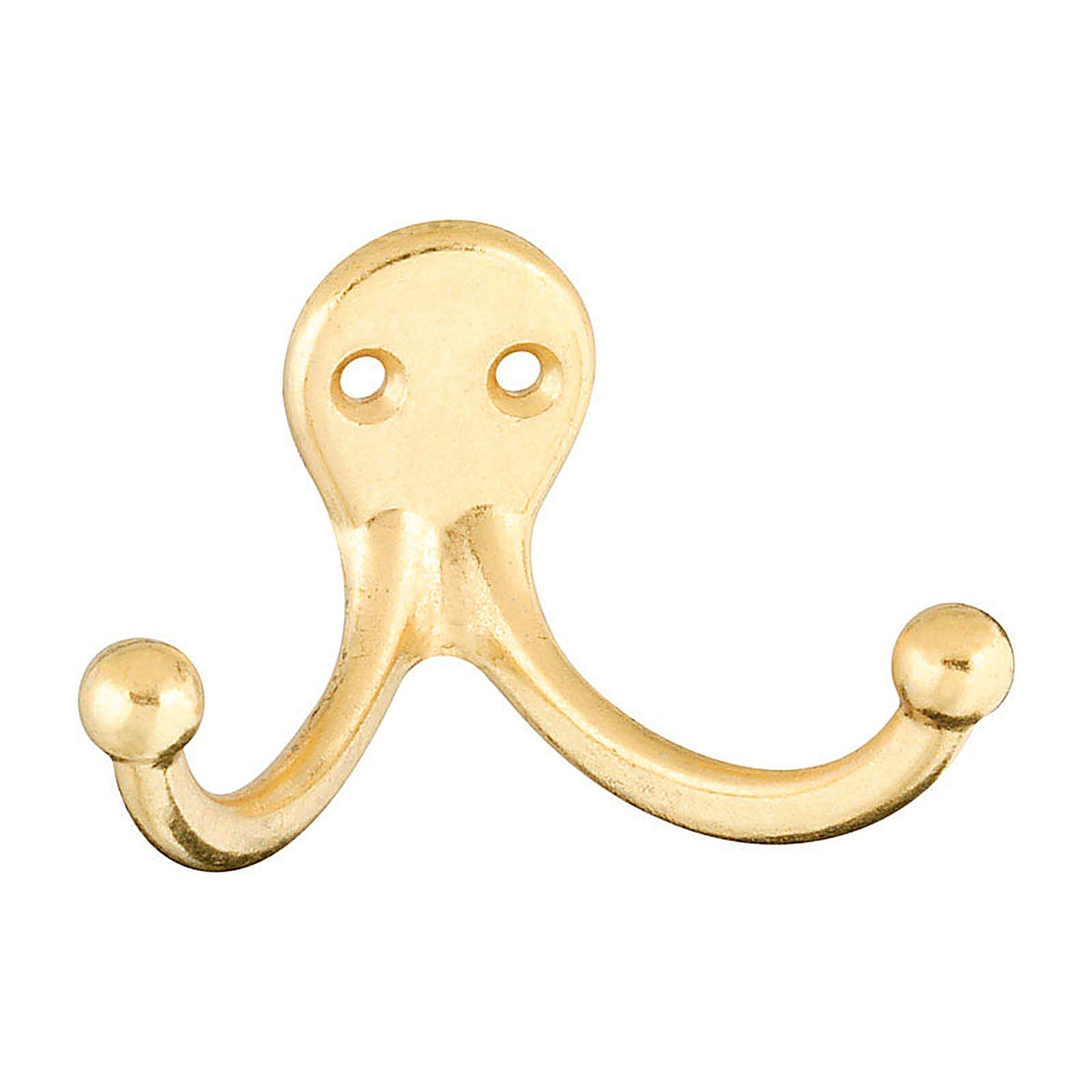 National Hardware N199-224 Bright Brass Zinc Double Clothes Hook 35 lb. capacity 2/Pack