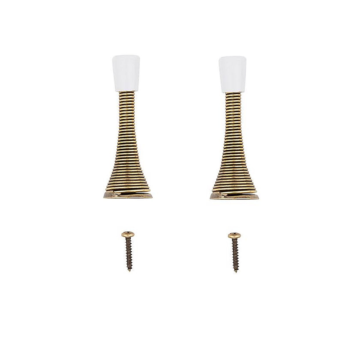 National Hardware N184-341 3 in. L Steel w/Rubber Tip Antique Brass Gold Spring Door Stop Mounts to wall