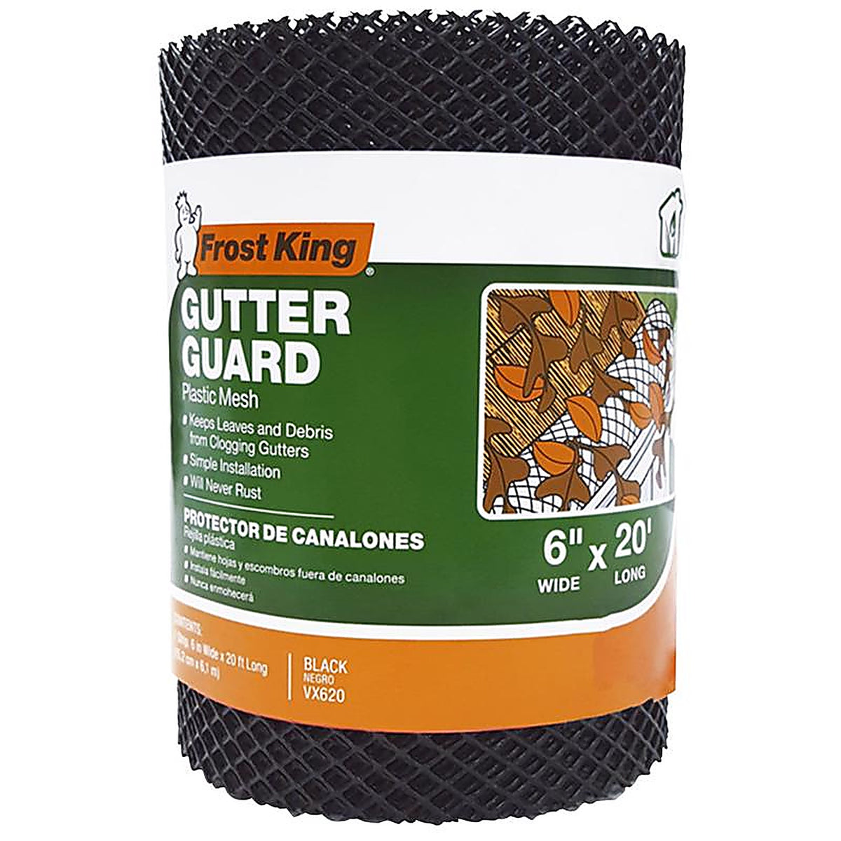 Frost King VX620 6 in. W x 240 in. L Black Plastic Gutter Guard