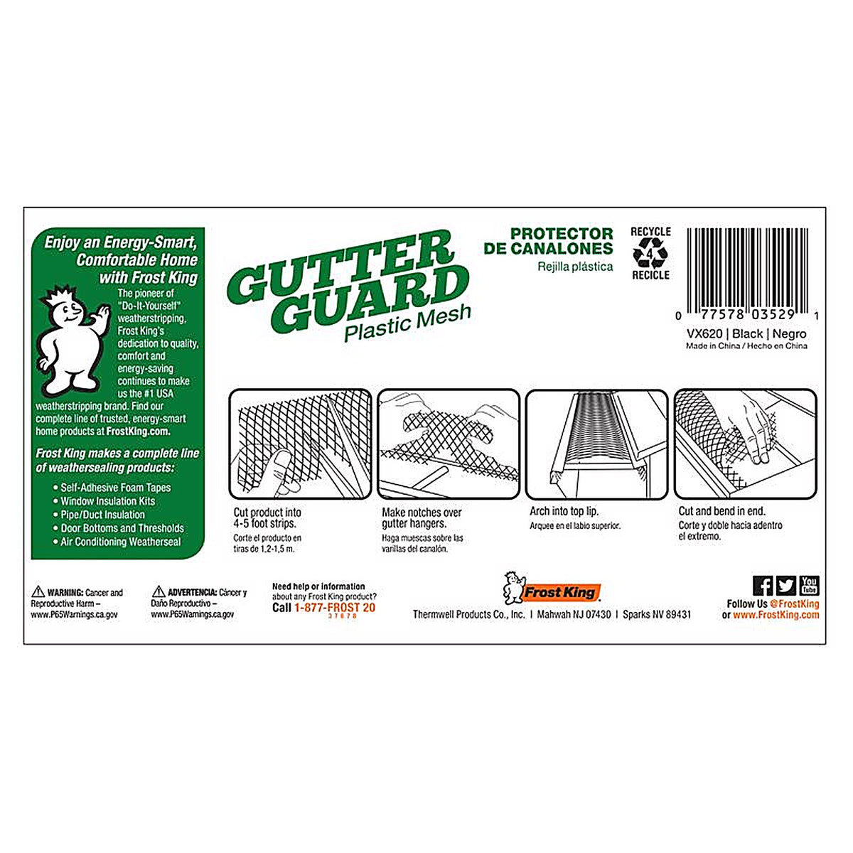 Frost King VX620 6 in. W x 240 in. L Black Plastic Gutter Guard