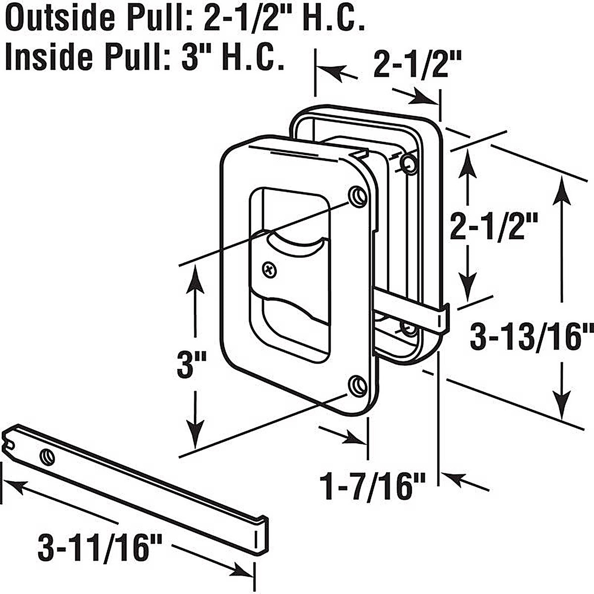 Prime-Line - A 187 - Plastic Outdoor Sliding Screen Door Latch/Pull