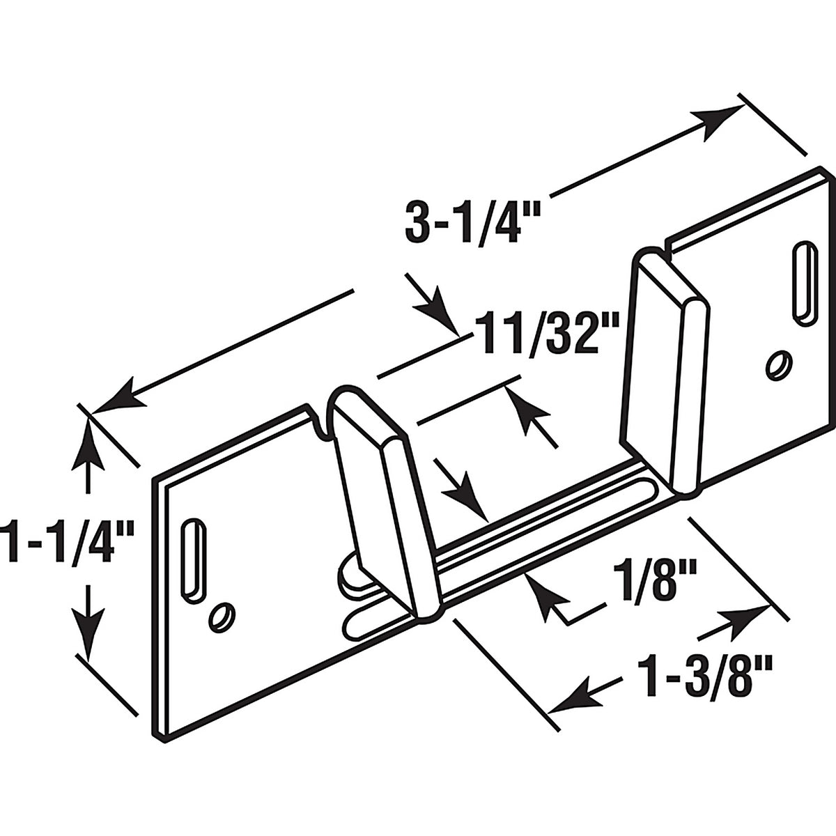 Prime-Line - N 6566 - Mill Silver Steel Pocket Door Slide Guide 1 pk