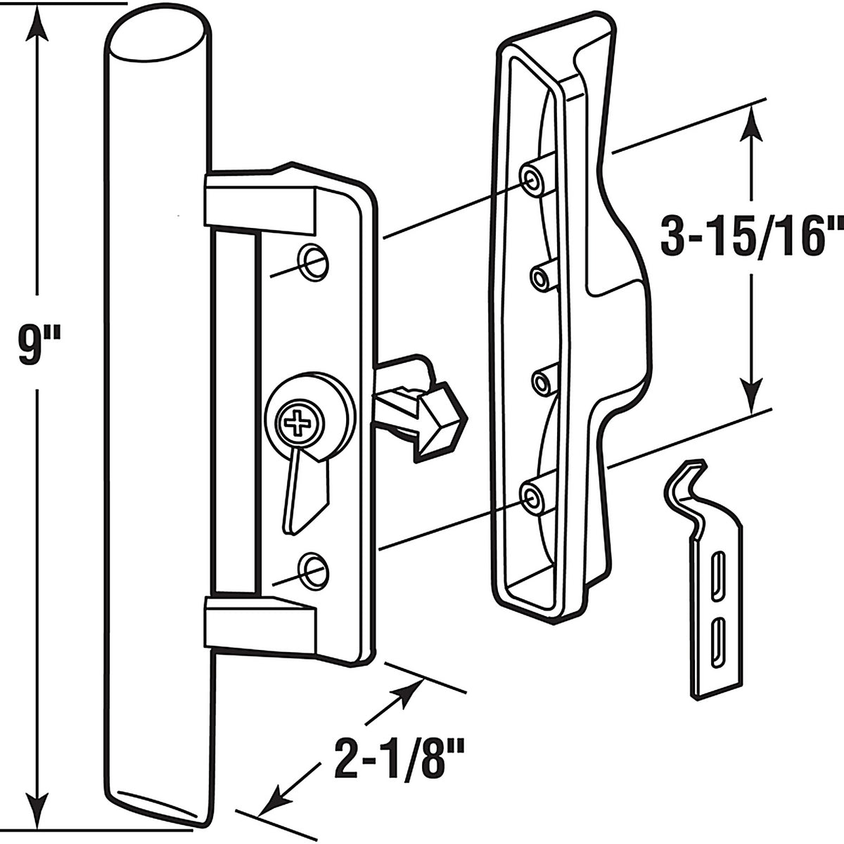 Prime-Line - C 1107 - Painted Aluminum Indoor and Outdoor Patio Door Handle Set