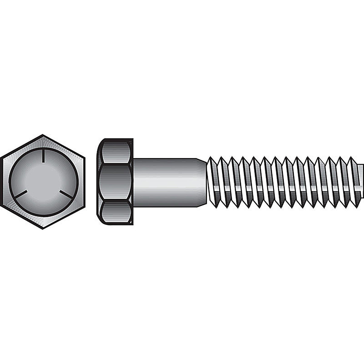 Hillman - 200204 - 7/16 In. D X 4 In. L Heat Treated Zinc Steel HEX Head Cap Screw 25 Pack