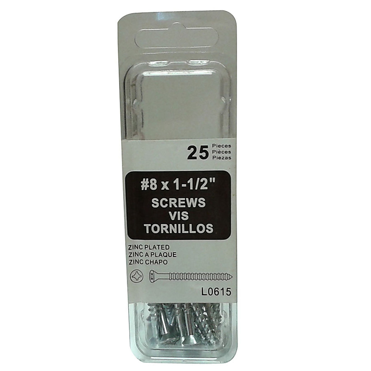 Amerimax L0615 No. 8 x 1.5 in. L Zinc-Plated Wood Screws 25/Pack
