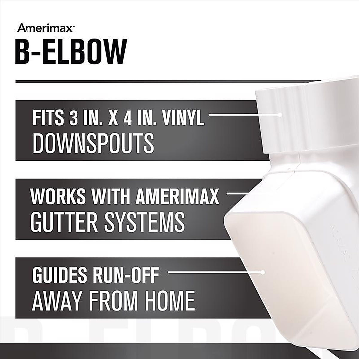 Amerimax - M0728HP - 4 In. H X 3 In. W X 5.5 In. L White Vinyl B Gutter Elbow