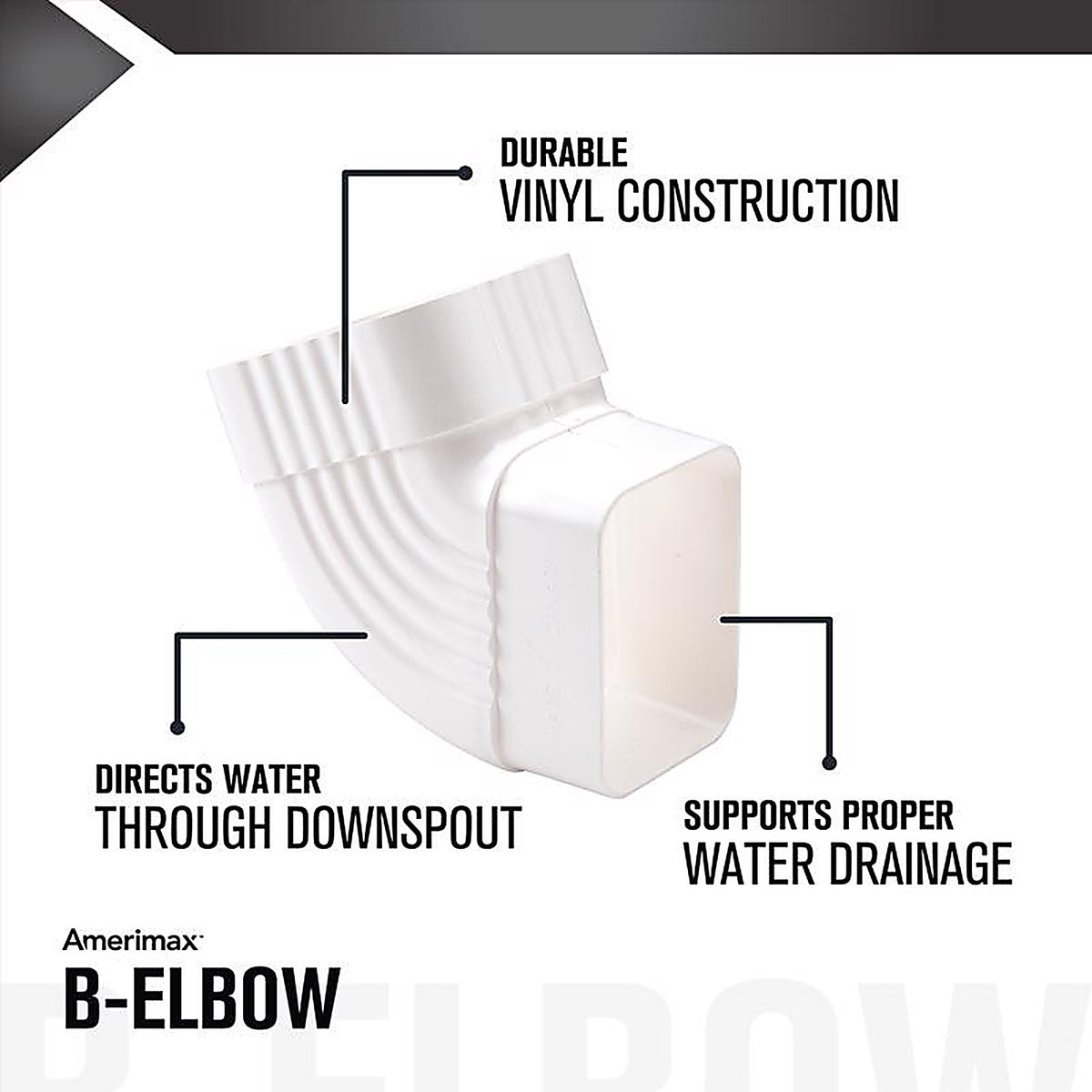 Amerimax - M0728HP - 4 In. H X 3 In. W X 5.5 In. L White Vinyl B Gutter Elbow