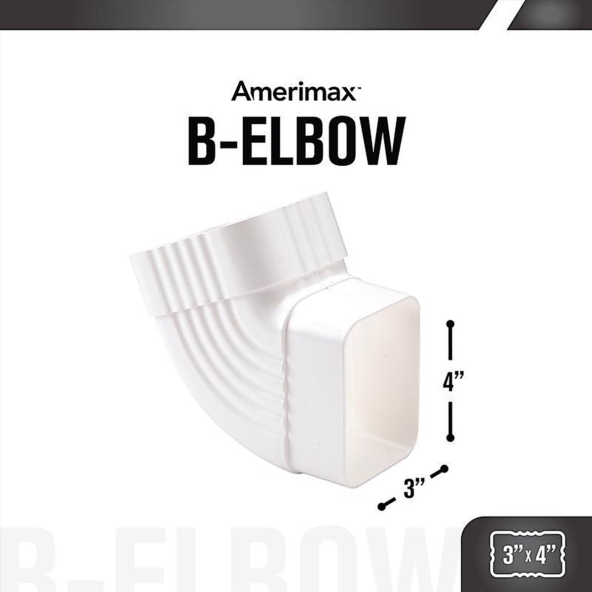Amerimax - M0728HP - 4 In. H X 3 In. W X 5.5 In. L White Vinyl B Gutter Elbow