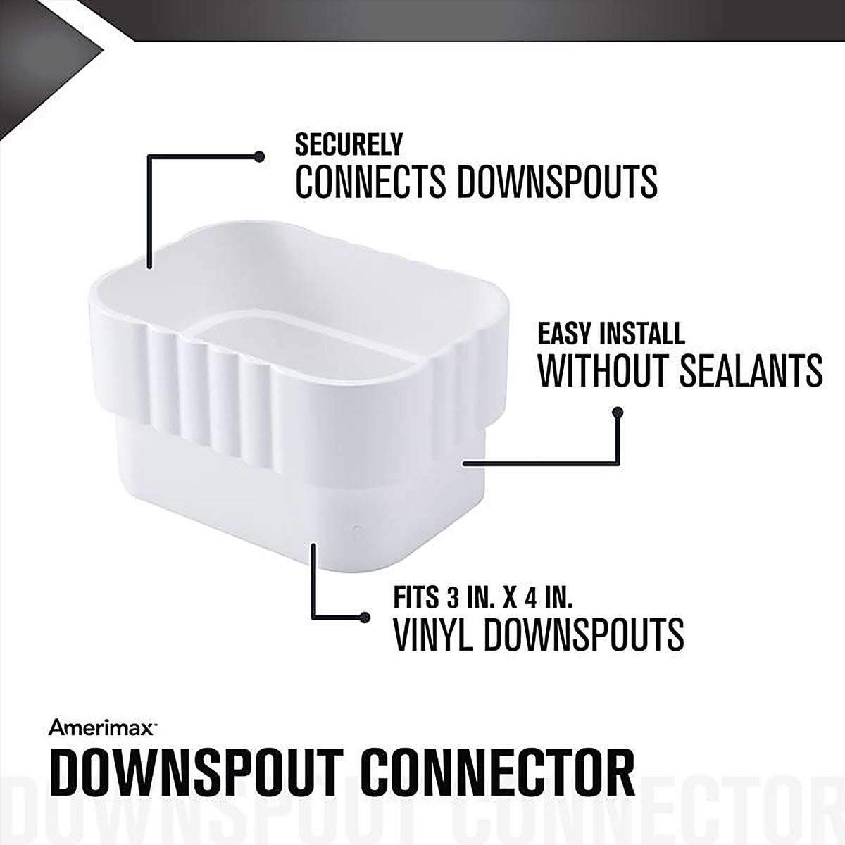 Amerimax - M0723HP - 2.38 In. H X 3.25 In. W X 4.25 In. L White Vinyl K Downspout Connector