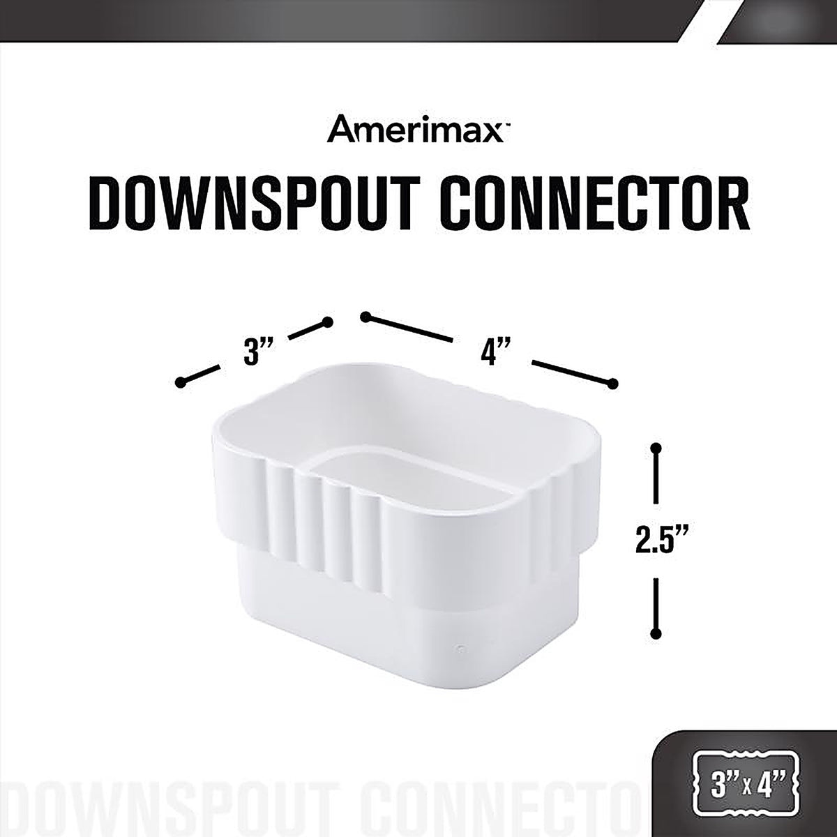 Amerimax - M0723HP - 2.38 In. H X 3.25 In. W X 4.25 In. L White Vinyl K Downspout Connector