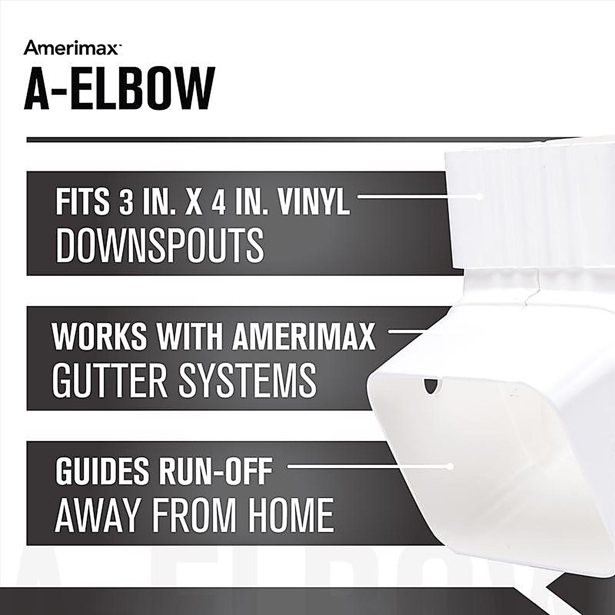 Amerimax - M0727HP - 3 In. H X 4 In. W X 5.5 In. L White Vinyl a Gutter Elbow
