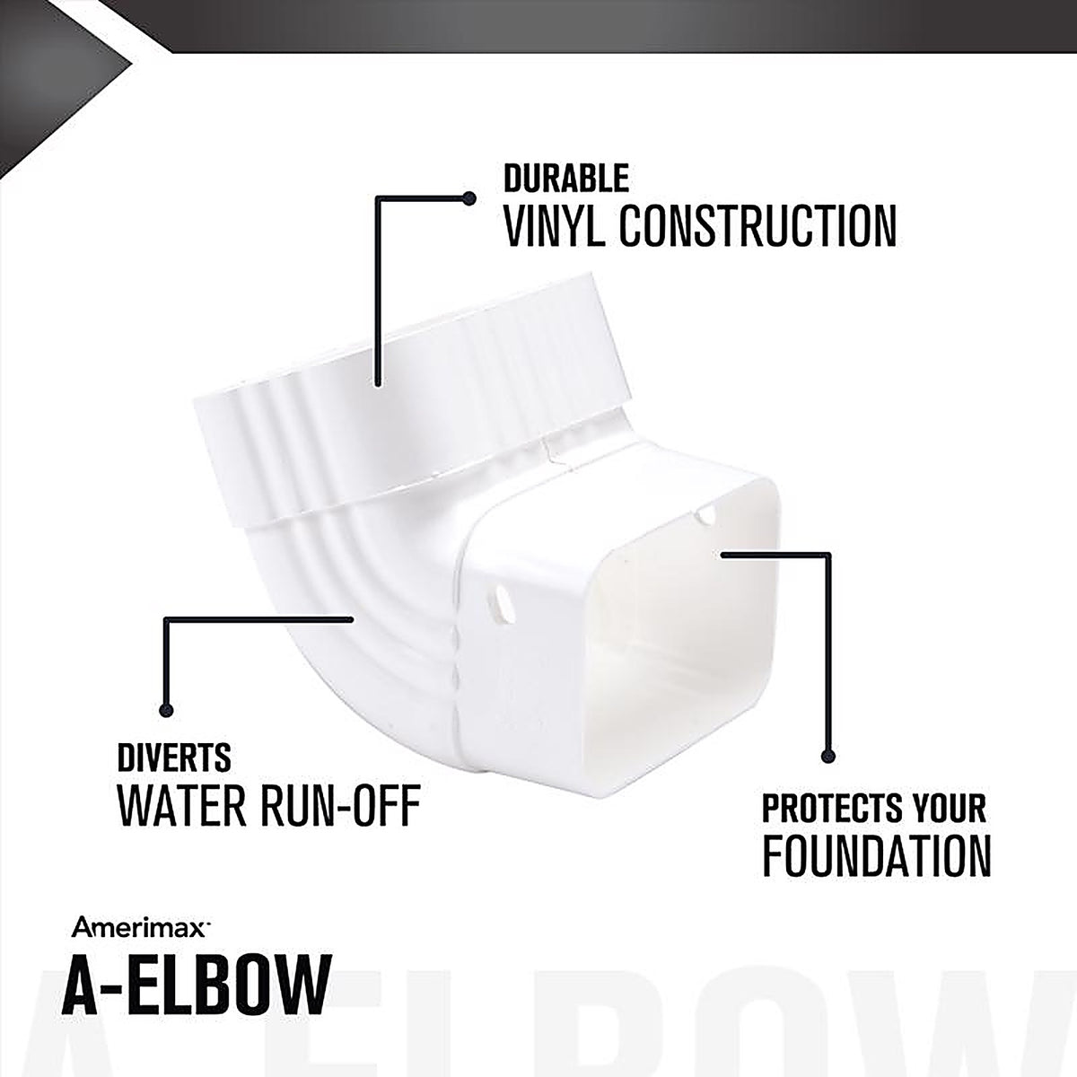 Amerimax - M0727HP - 3 In. H X 4 In. W X 5.5 In. L White Vinyl a Gutter Elbow