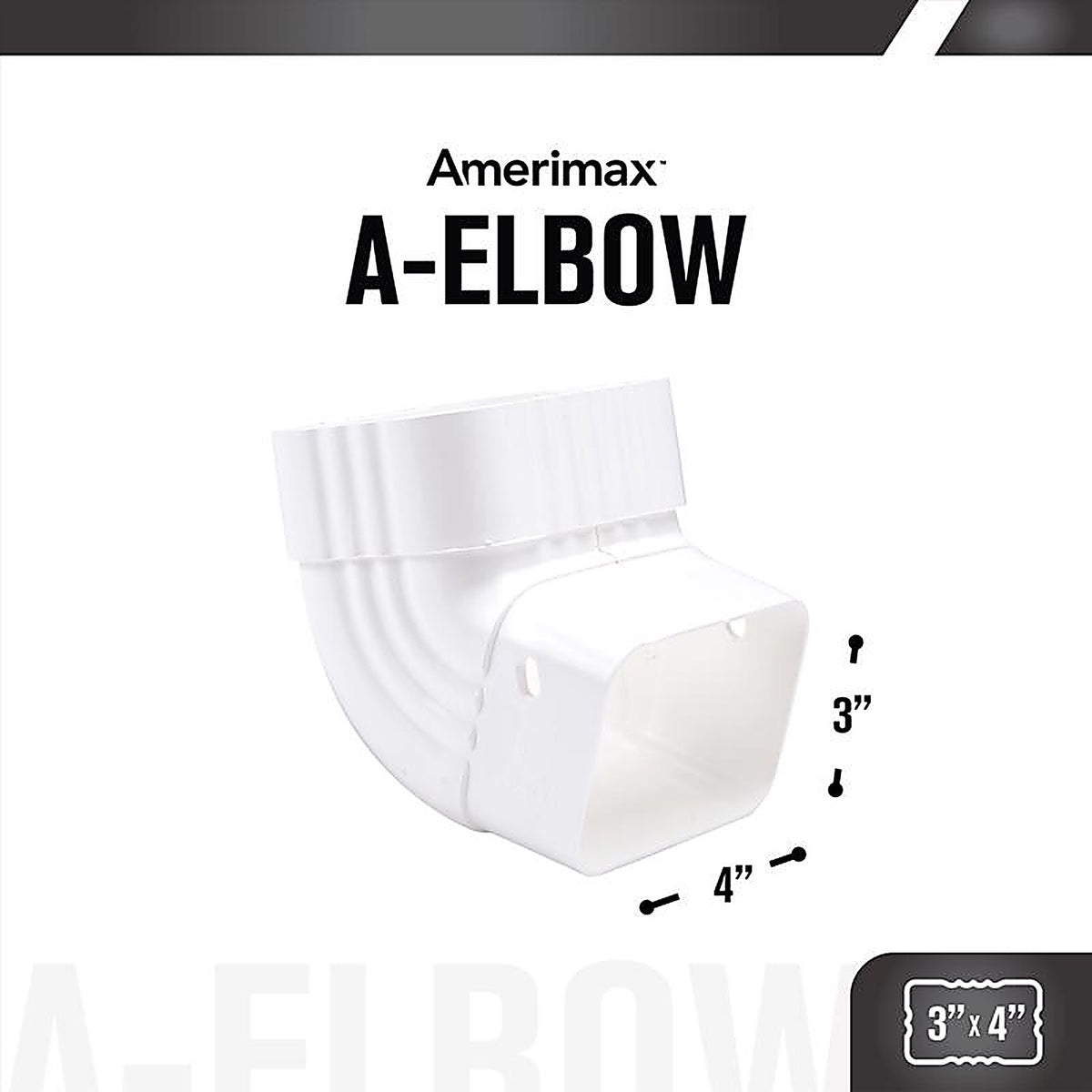 Amerimax - M0727HP - 3 In. H X 4 In. W X 5.5 In. L White Vinyl a Gutter Elbow